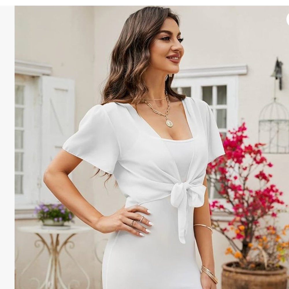 White Tie Front Cardigan Chiffon Shrug